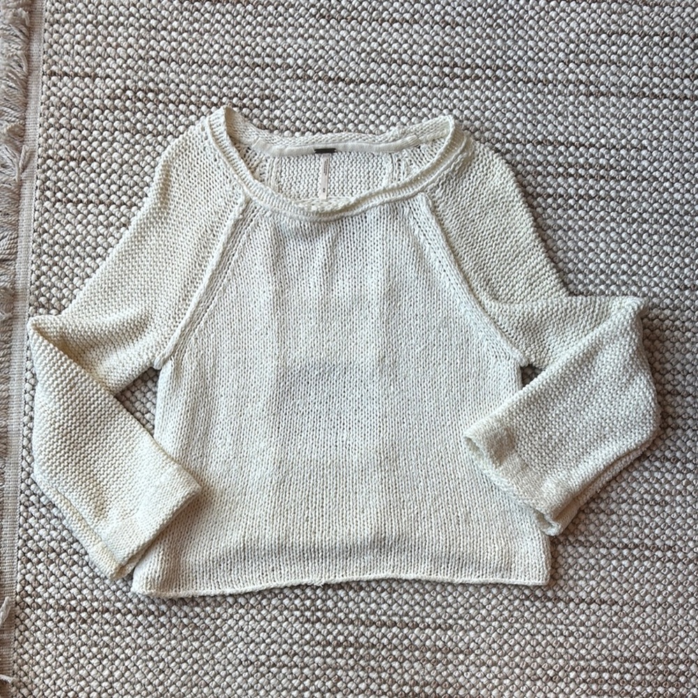 Free People Cream Textured Sweater